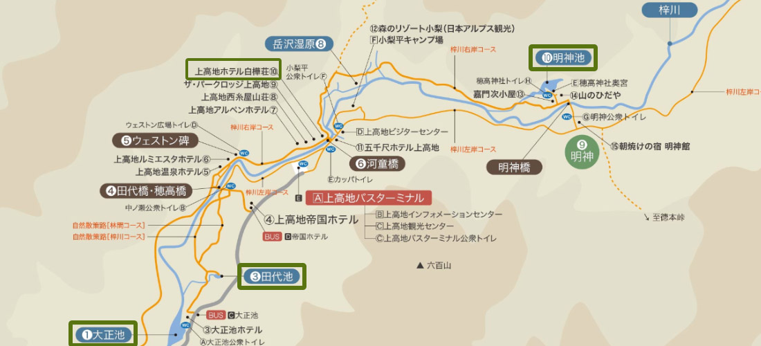 上高地散步地圖